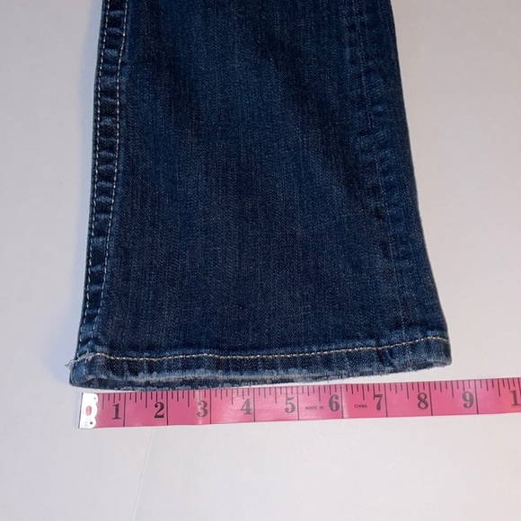 MISS ME 27 Signature Boot-cut distressed 5 Pocket Jeans Low Rise Factory Fading - Picture 9 of 16